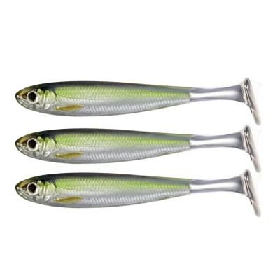 Live Target Slow-Roll Shiner Paddle Tail 12,5cm - Silver/Green - 3 Stück