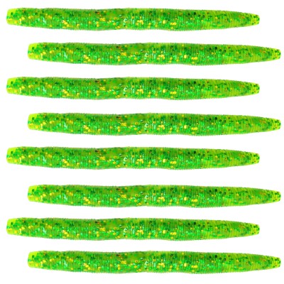 Senshu Ned Worm, 8 Stück -11cm - 6g - Gold Glitter Chartreuse