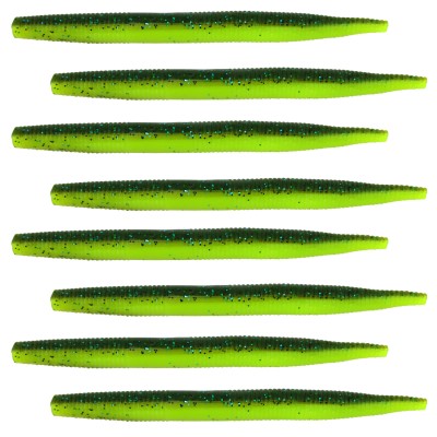 Senshu Ned Worm 8 Stück -11cm - 6g - Green Pumpkin Chartreuse