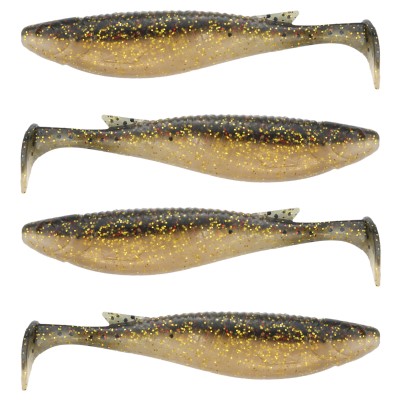 Senshu Real Roach Shad 4 Stück - 10cm - 9g - Motoroil Glitter