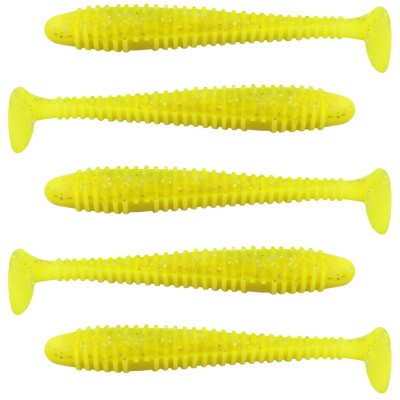 Team Deep Sea Seaworm Jr. 5 Stück - 12cm - 12g - Yellow Glitter