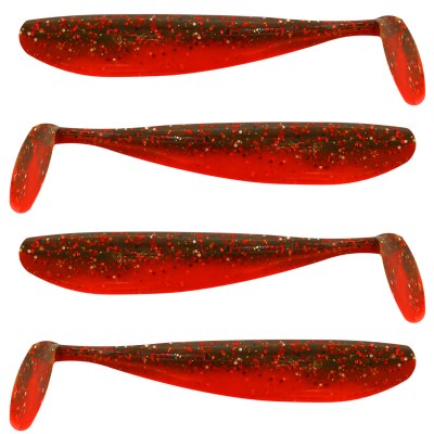 Senshu Killer Shad - Gummifisch 4 Stück - 15cm - Brown-Red-Glitter