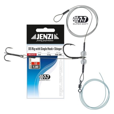 Jenzi 7x7 Drop-Shot Rig mit Offset-Haken und Stinger - Finesse Rig Gr.1/0 - 40cm+60cm - 1 Stück