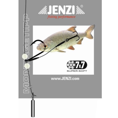 Jenzi 7x7 Drop-Shot Rig mit Offset-Haken und Stinger - Finesse Rig Gr.2/0 - 40cm+60cm - 1 Stück