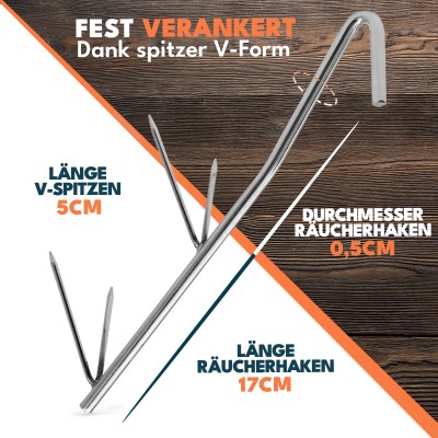 Angel Domäne Doppel V-Spitze Räucherhaken 5 Stück