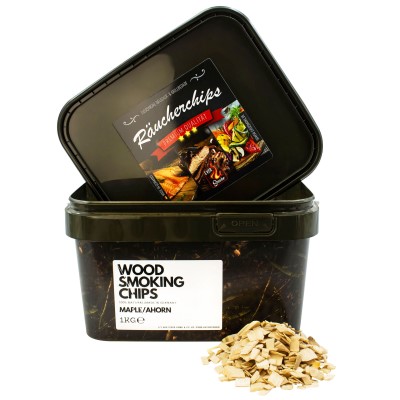 Eversmoke Premium BBQ Räucherchips im Eimer I Wood Chips in a Bucket 1kg - Mapple/Ahorn