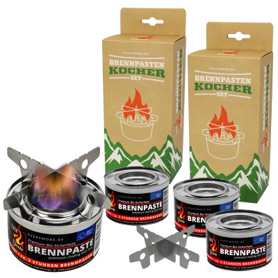 Eversmoke Notkocher für Brennpaste (2er Pack) - Spiritusbrenner/Kreuzständer Set