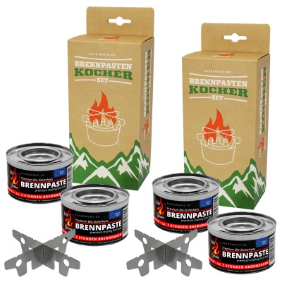 Eversmoke Notkocher für Brennpaste (2er Pack) - Spiritusbrenner/Kreuzständer Set