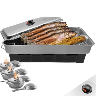 Eversmoke Deluxe Edelstahl Tischräucherofen - Smoker 55x23x18cm - 1Stück