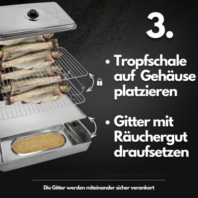 Eversmoke Deluxe Edelstahl Tischräucherofen - Smoker 55x23x18cm - 1Stück