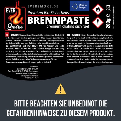 Eversmoke Premium Sicherheits Brennpaste / Brenngel 200g, 6 Stück