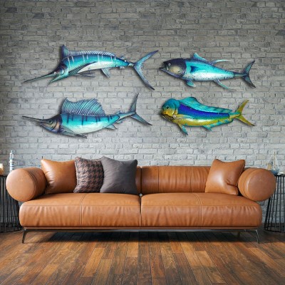 EuroCatch Wanddekoration, 3D-Kunst aus Metall und Glas Segelfisch - 110cm