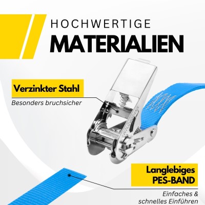 Fatbox Spanngurt mit Ratsche entspricht DIN EN12195-2, nur zurren, nicht heben 25mm x 6m, Blau, Losende Länge: 5,5m, Festende Länge: 0,5m