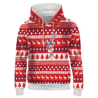 Christmas Hoodie - Weihnachtspullover Gr. M - rot/weiß