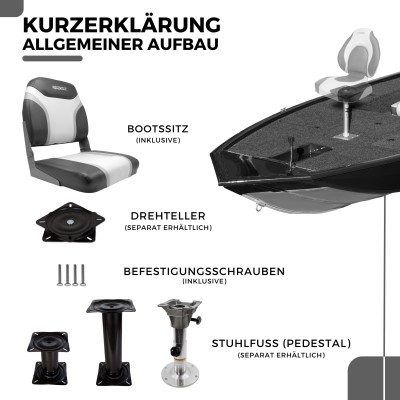 Waterside Captain Deluxe Bootssitz grau/weiß