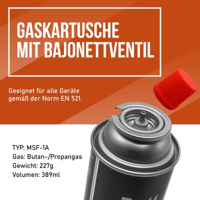 NAYVER Propan-Butan Mix Gaskartusche MSF-1A - Butangas Butan-Propan Gemisch - 4 Stück