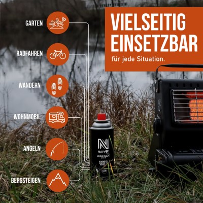 Gaskocher Camping Kocher Everflame 2.3KW inkl. 12 Gaskartuschen und Transportkoffer