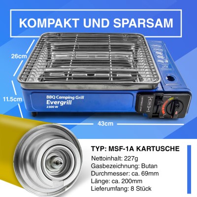 Butangas Camping Gasgrill Evergrill mit Transportkoffer