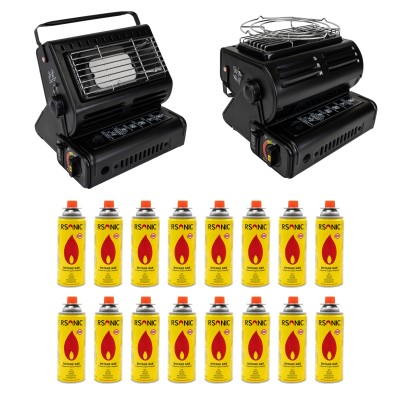 Rsonic Butangas Camping Heizung 1300Watt Bundle - Gasheizung inkl.16 Garkartuschen