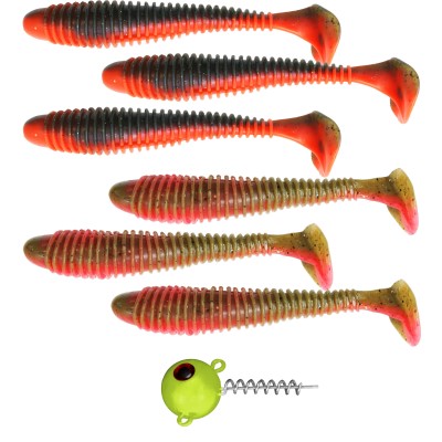 Team Deep Sea Screw-In Head UV + 6x Sea Worm 15cm, 80g - Yellow-Glow