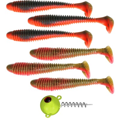 Team Deep Sea Screw-In Head UV + 6x Sea Worm 15cm, 150g - Yellow-Glow