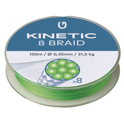 Kinetic 8-Braid 150m - Geflochtene Schnur Fluo Green - 0,20mm - 15,0kg