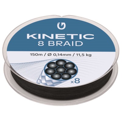 Kinetic 8-Braid 150m - Geflochtene Schnur Black - 0,12mm - 9,6kg