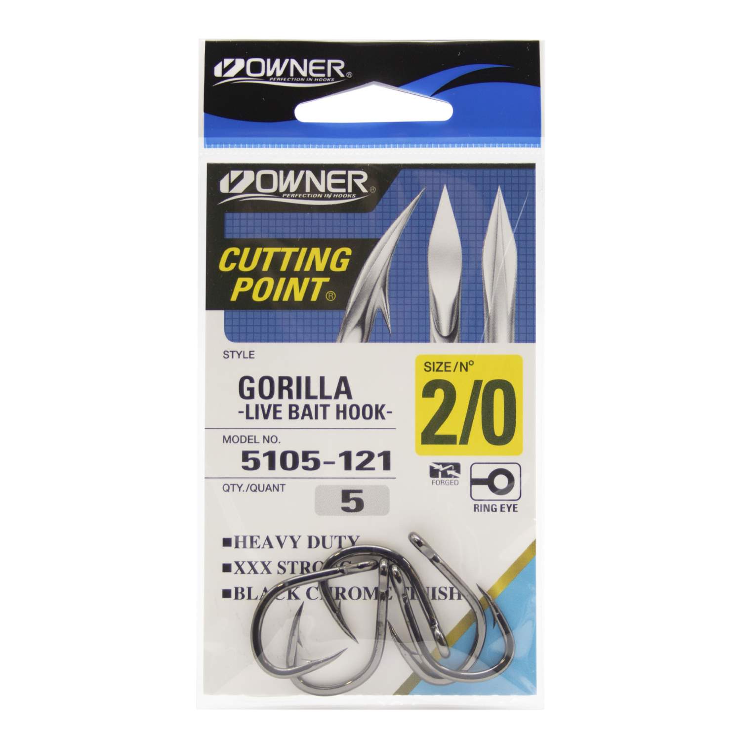 Owner Hooks Gorilla Pro Pack Live Bait Hook 8/0 5305-181